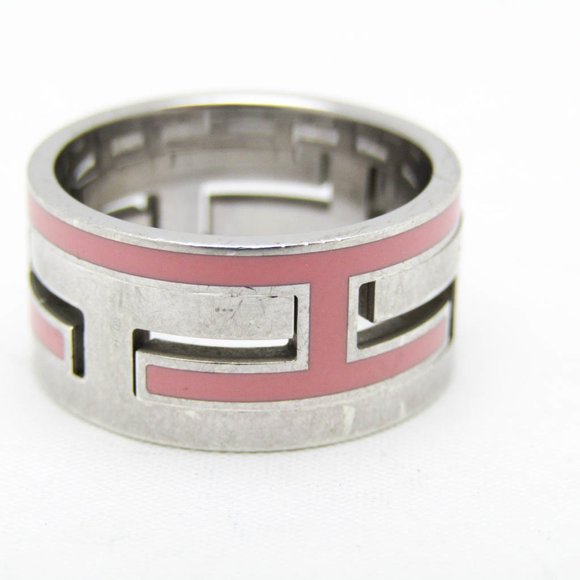 Hermes Move H Silver 925 Band Ring Pink,Silver - Picture 3 of 4